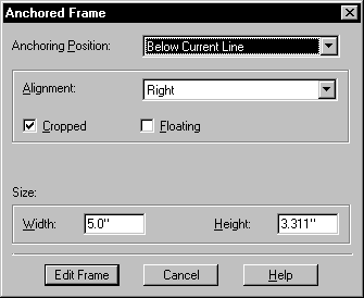 how the anchored frame should be configured