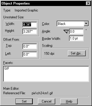 how a screen shot's properties should be set