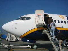 Boarding our 737-800 at Gatwick for Ciampino