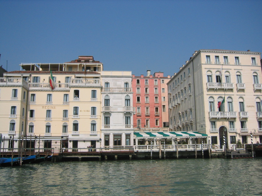 The expensive hotels line the Grand Canal