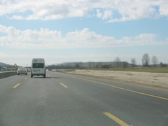 On the autobahn, approaching the new Munich soccer stadium