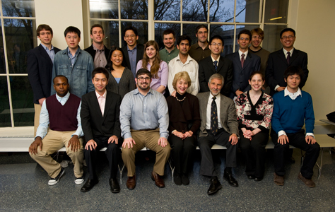 George J. Elbaum (AA '59), his wife Mimi Jensen, with Whiteman Fellows at the Annual Patrons of Physics Fellows Dinner April 10, 2009