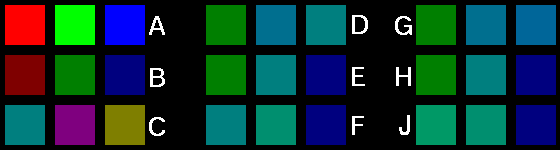Blocks of various colors.