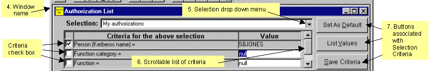 Criteria Selection portion of screen