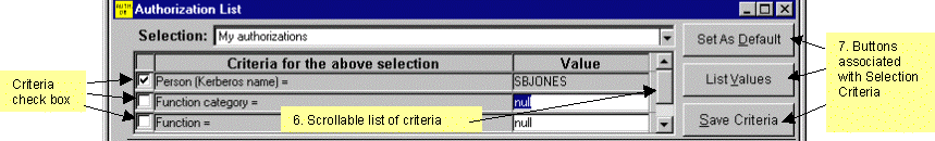 Seclection and Criteria area of screen