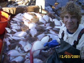 fisherman with flounder