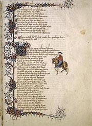 Page from Ellesmere manuscript of Chaucer's Canterbury Tales
