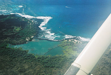 Aerial view of Kaloko Fishpond and Bay