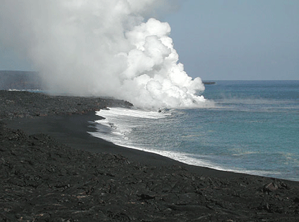 Lava Flows to the Ocean