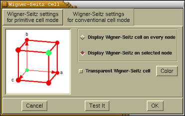 Wigner-Seitz Cell Settings window