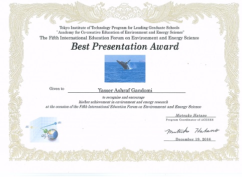 Y Ashraf Gandomi Best Presentation Award