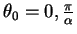 $\theta _0 = 0,\frac{\pi }{\alpha }$