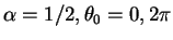 $\alpha = 1 \mathord{\left/ {\vphantom {1 2}}
\right. \kern-\nulldelimiterspace} 2, \theta _0 = 0, 2\pi $