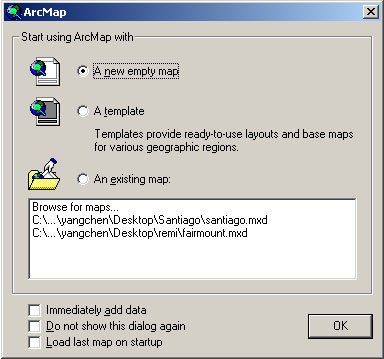 Fig. 1. "ArcGIS Starting" Window