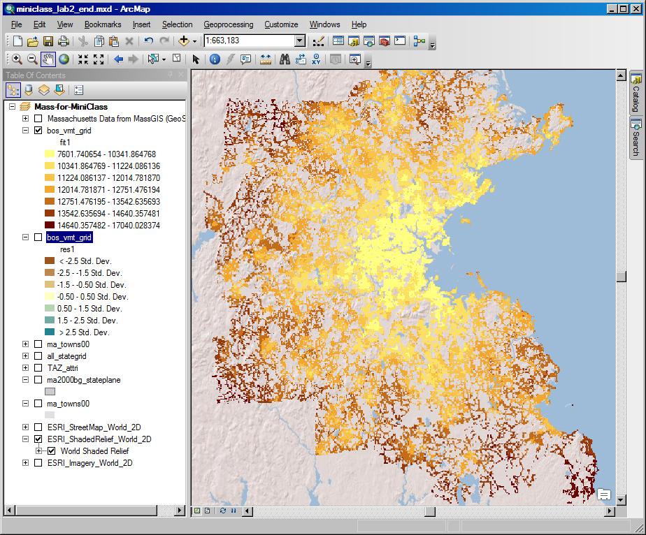 map of fitted values