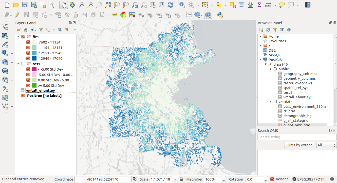Map of fitted values.