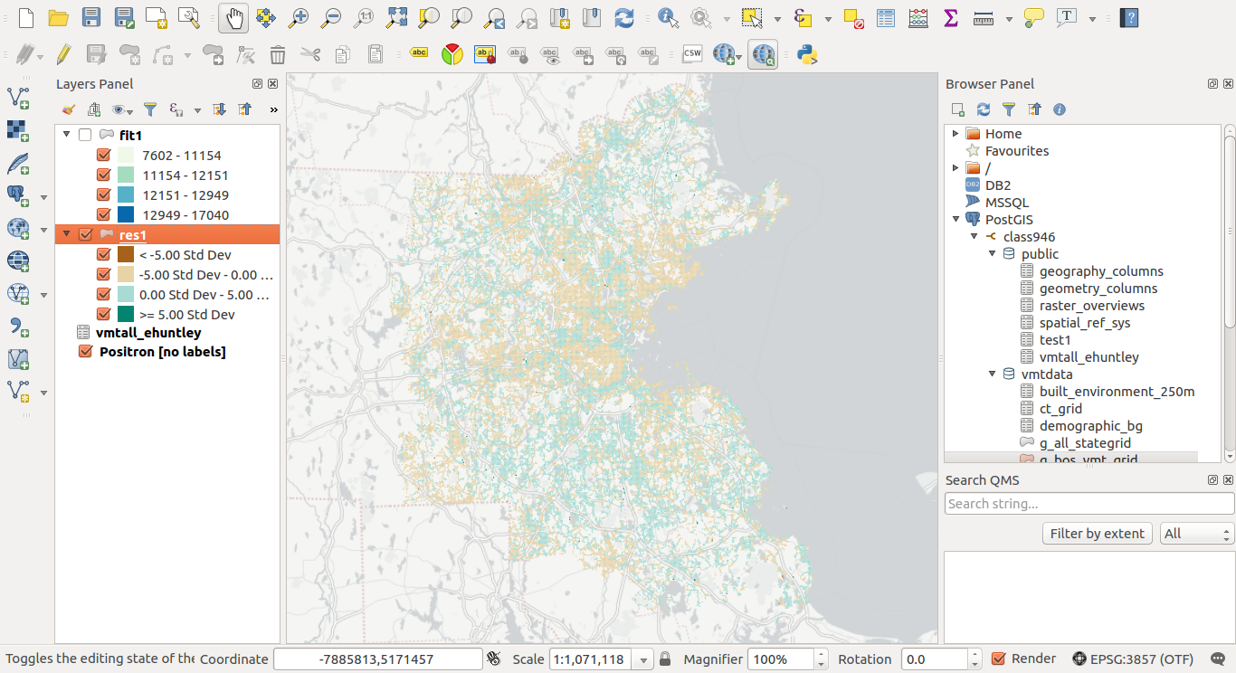 Map of residuals.