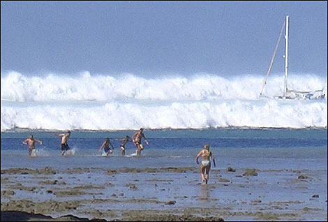 Beach site just before a tsunami