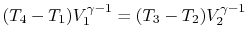$\displaystyle (T_4 - T_1) V_1^{\gamma-1} = (T_3-T_2)V_2^{\gamma-1}$