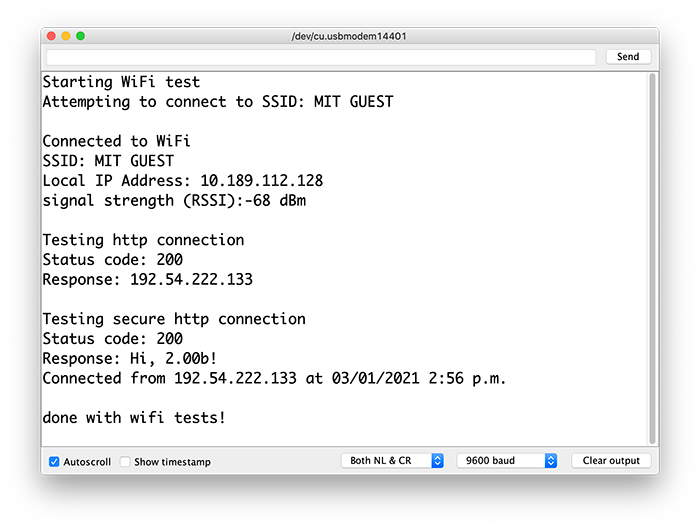 wifi test output