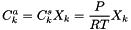 \[ C^a_k = C^s_k X_k = \frac{P}{R T} X_k \]