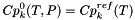 \[ Cp^0_k(T,P) = Cp^{ref}_k(T) \]