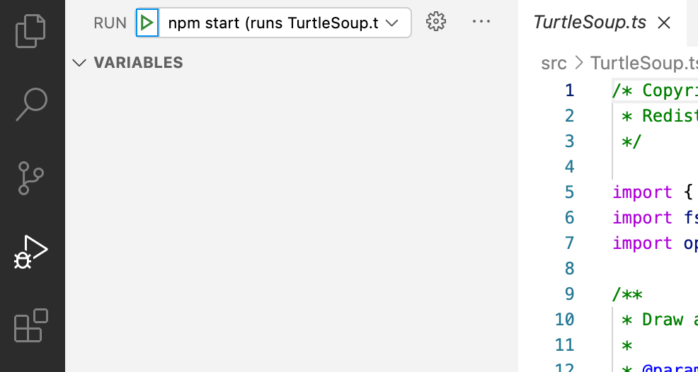 using Run pane in Visual Studio Code to run npm start