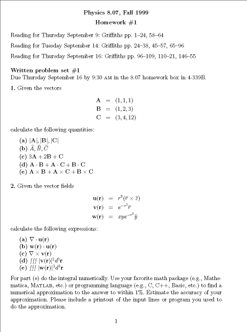 Physics 8.07 Problem Set 1