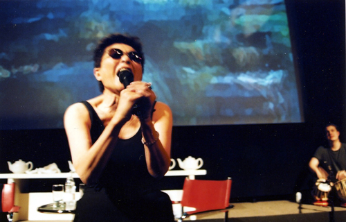 Yoko Ono performs