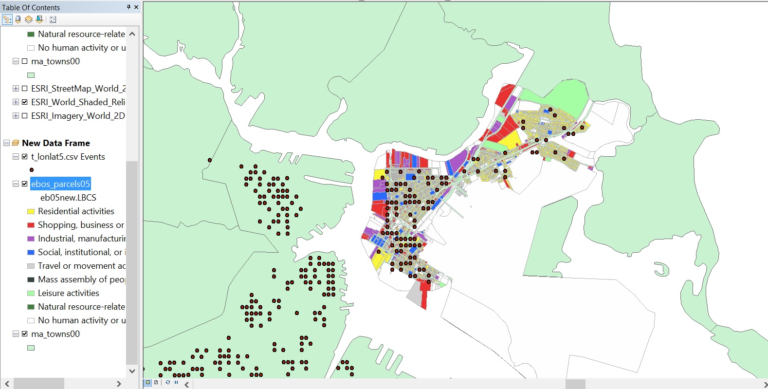 sample Boston map showing points