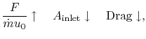 $\displaystyle \frac{F}{\dot{m}u_0} \uparrow \quad A_{\textrm{inlet}} \downarrow \quad \textrm{Drag} \downarrow,$