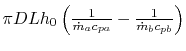 $ \pi DL
h_0\left(\frac{1}{\dot{m}_a c_{pa}}-\frac{1}{\dot{m}_b
c_{pb}}\right)$