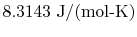 $ 8.3143\textrm{
J/(mol-K)}$