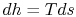 $ dh =Tds$