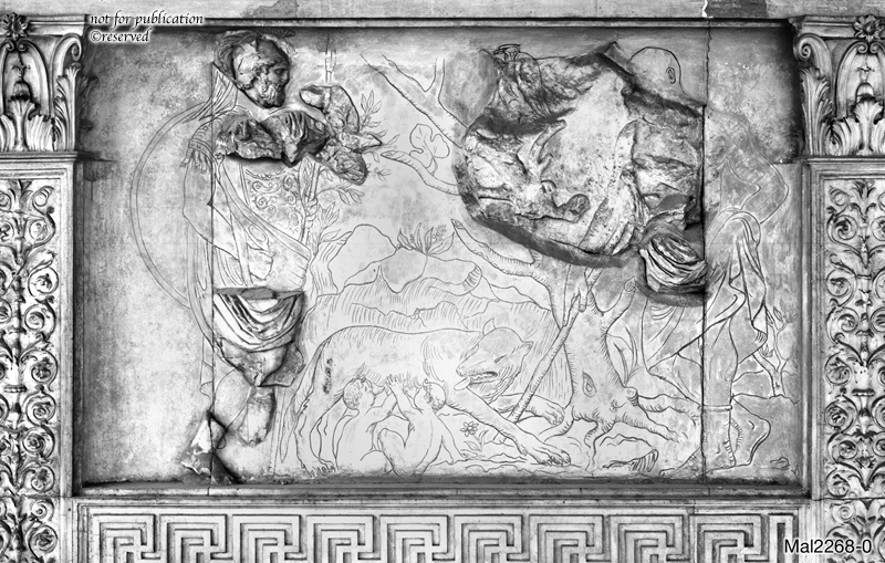 On the front right of the Ara Pacis is a panel showing Aeneas offering up a drink to the Penates (household gods he had brought Troy) as he is preparing to sacrifice a sow. him is his son Ascanius Iulus who is the ancestor of the Julian clan ...