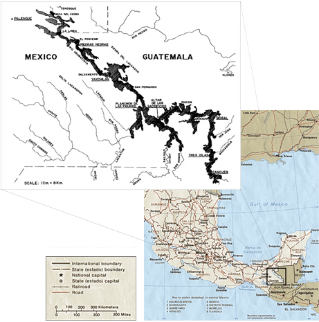 [Areas to be inundated by a proposal to dam the Usumacinta]