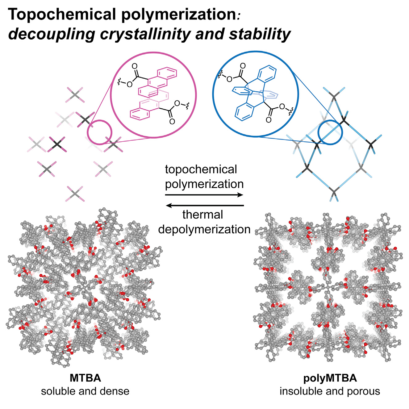 Crystalline 3D polymer topotactic polymerization