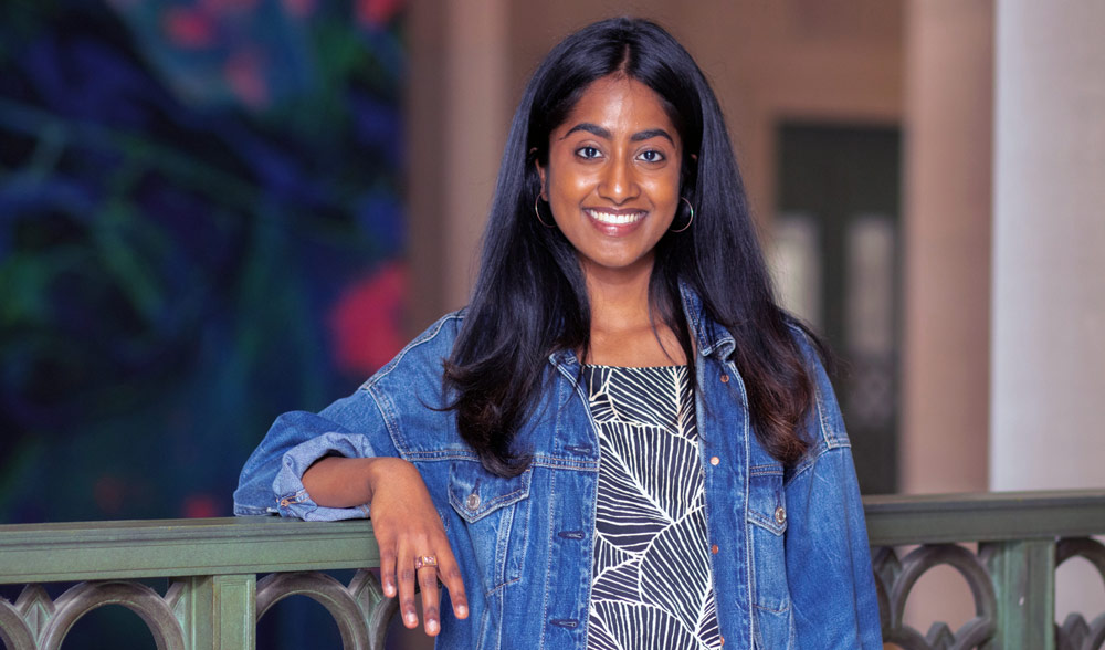 Ankita Reddy standing in Lobby 7 at MIT