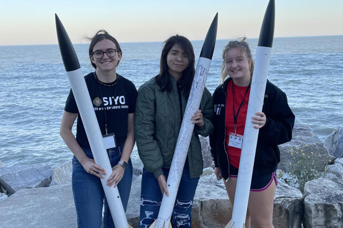 McGaa, center, with members of the First Nations Launch