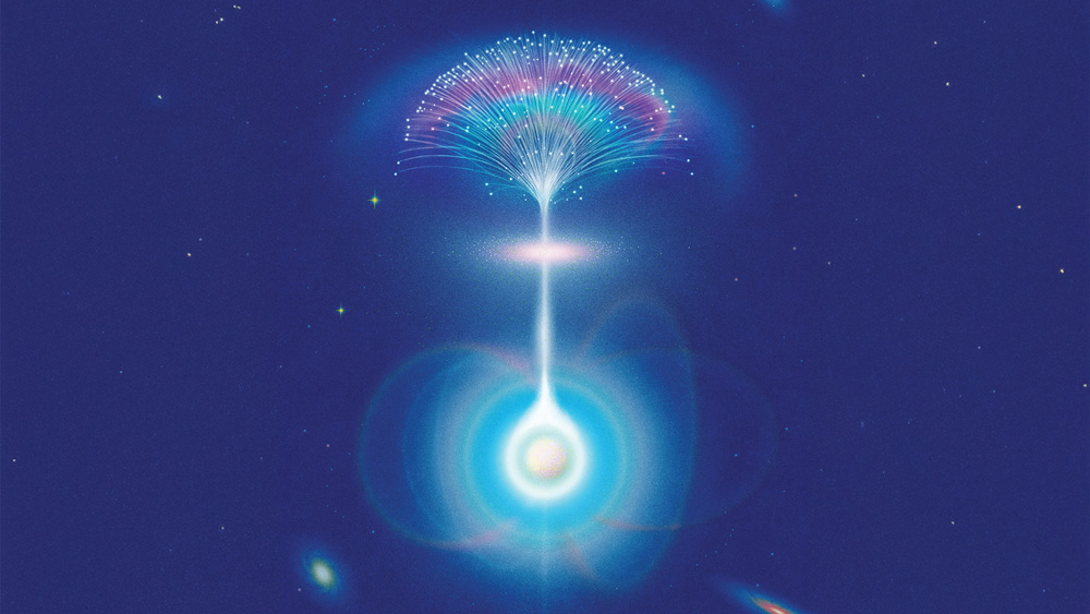 illustration of neutron star emitting radio beam