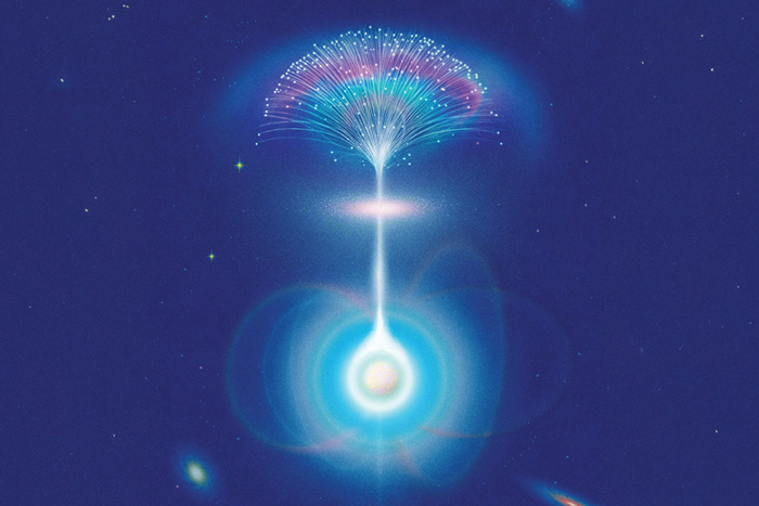 illustration of neutron star emitting radio beam