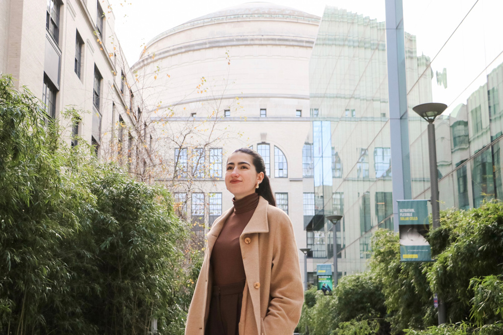 Audrey Lorvo outside in the OutFinite section of campus