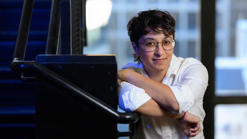 Palak Patel portrait near stairway