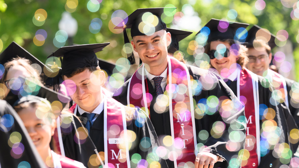 MIT graduates standing in line