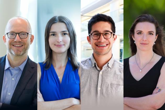 An MIT team recently published a study on public sentiment regarding climate policy. The co-authors are (left to right) Professor Evan Lieberman, Associate Professor Volha Charnysh, PhD student Jared Kalow, and Erin Walk PhD ’24. “Our research suggests that emphasizing a bit of blaming and shaming is more powerful than more diffuse messages of shared responsibility,” Lieberman explains.