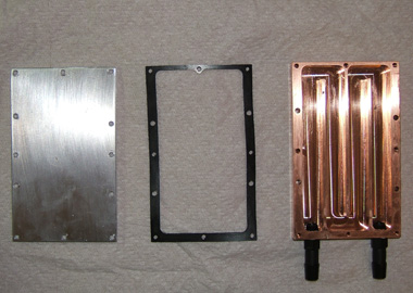 Cooling block assembly components.