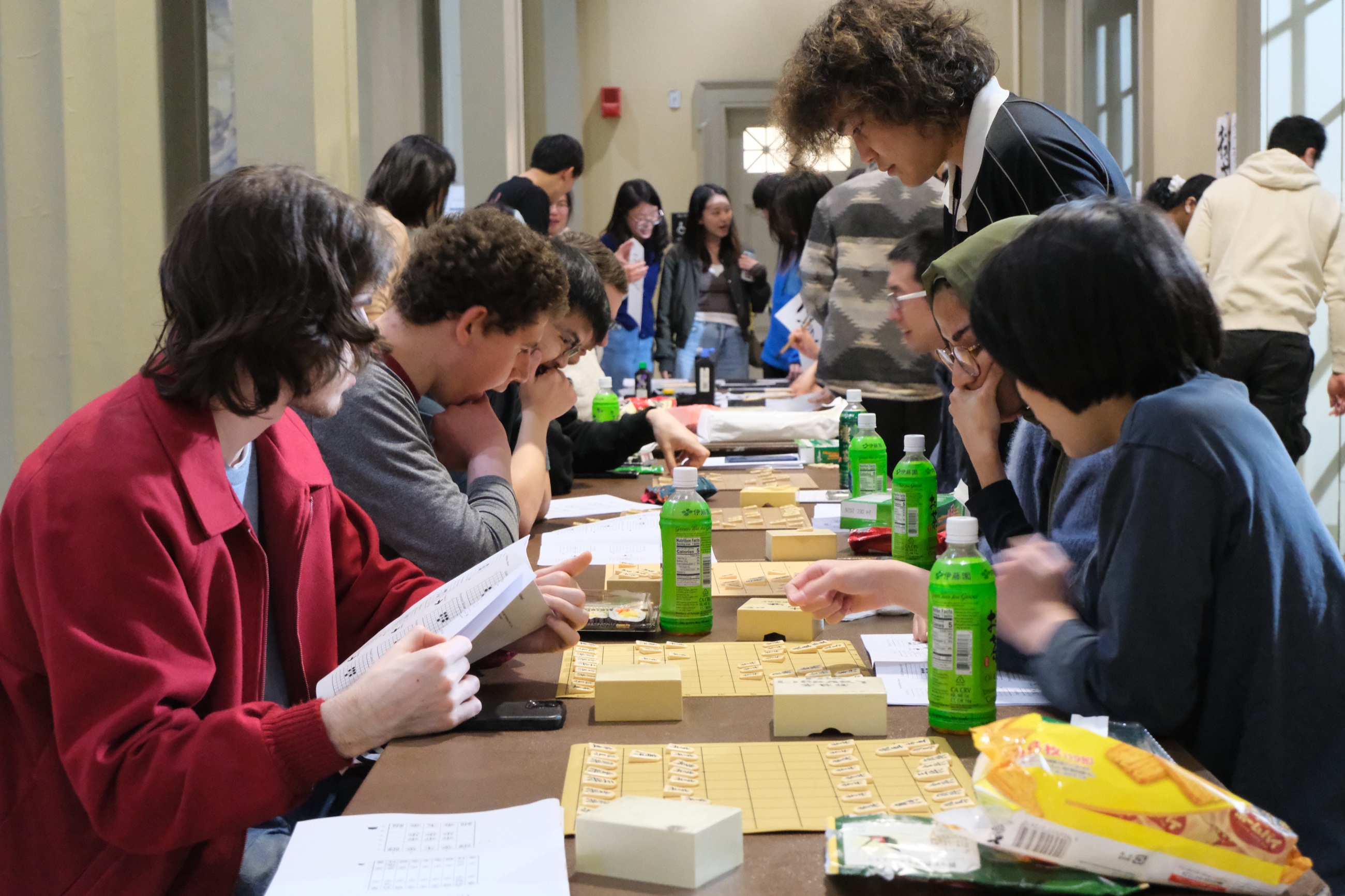 Students and visitors playing shogi at Hanami Festival