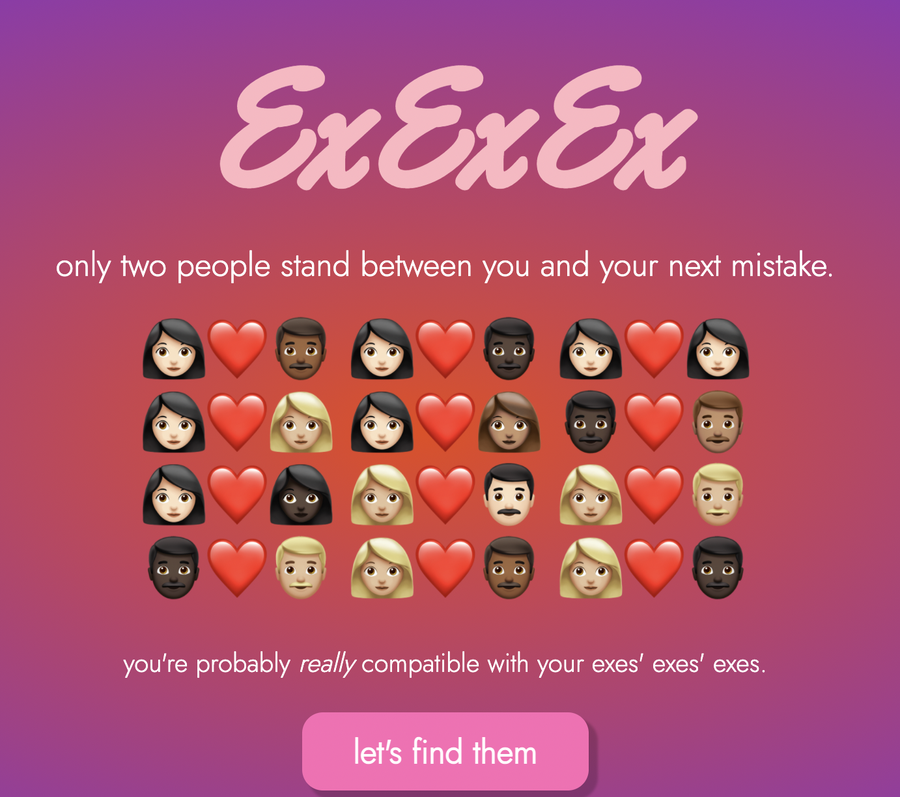 ExExEx Landing Page screenshot