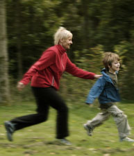 Mother and child running
