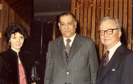 Patricia Vargas, Assistant Director, TDP, Hassan M. Hamdi, President, Cairo University, and Howard W. Johnson, Chairman of the MIT Corporation, in 1975 at the inauguration of DRTPC.